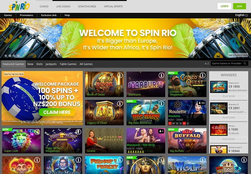 Spin Rio online casino homepage nz