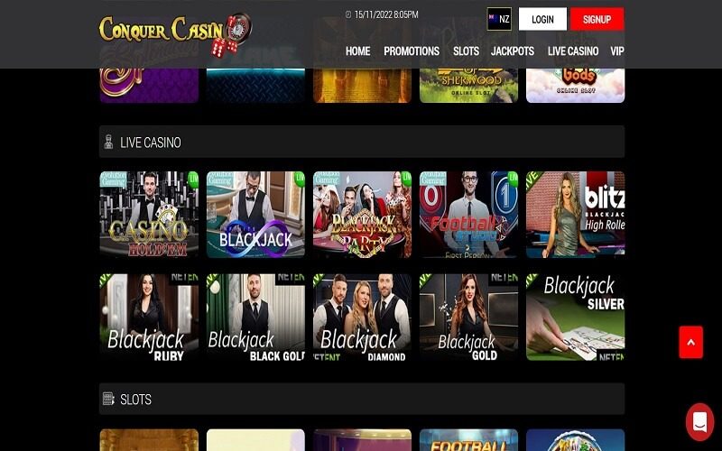 Live casino games at Conquer casino NZ