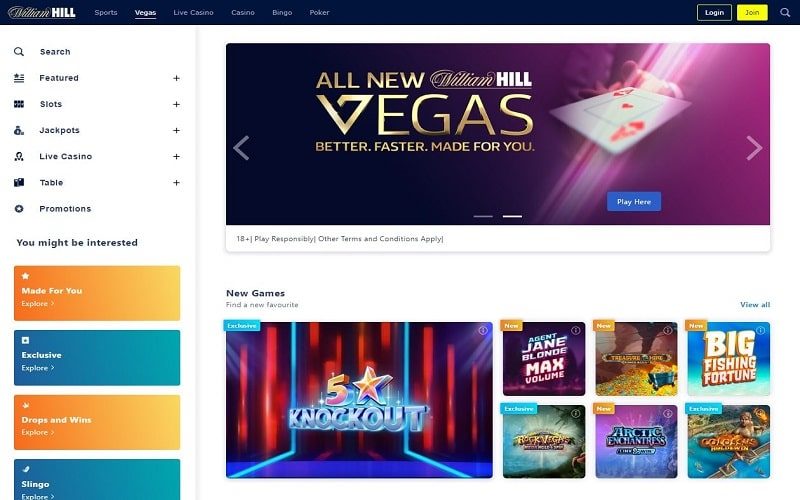 William Hill Casino new homepage