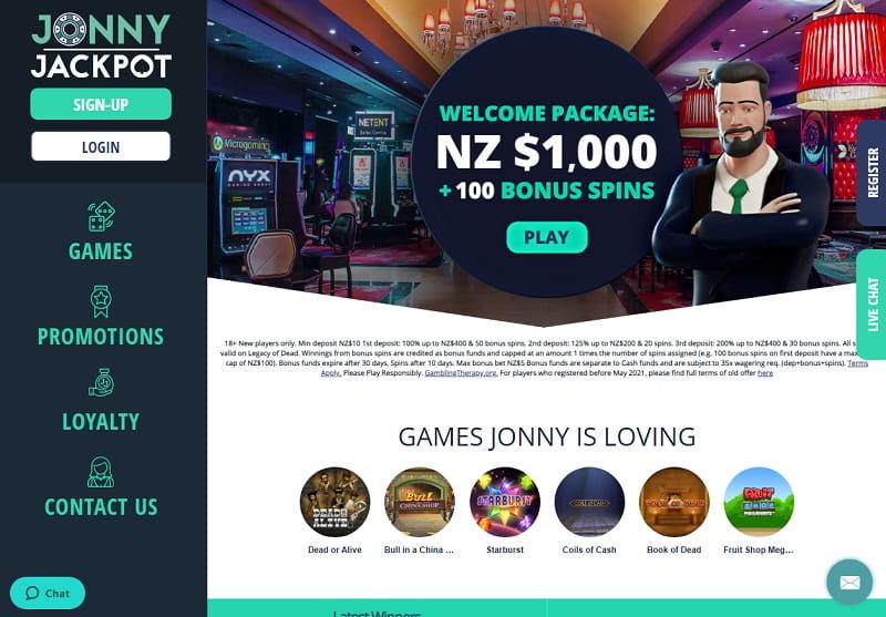 Jonny Jackpot online casino homepage nz