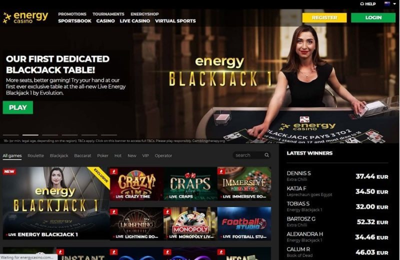 Energy online casino homepage nz