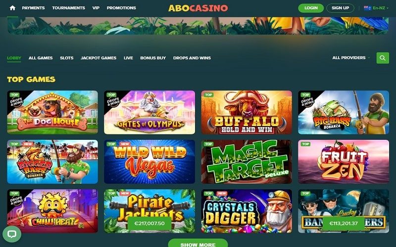 Top games at Abo casino nz