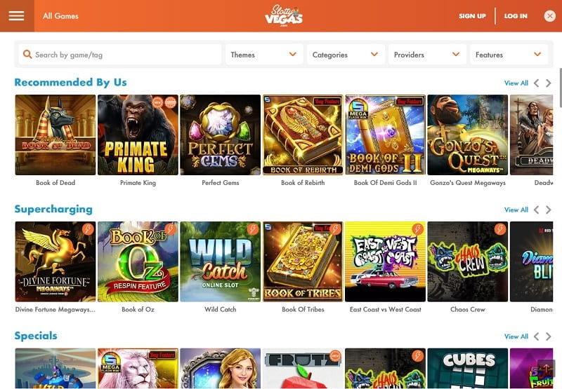 Slotty vegas Casino online homepage view NZ
