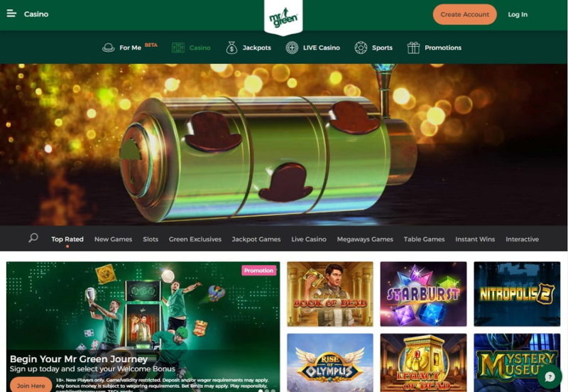 Mr Green Casino homepage nz