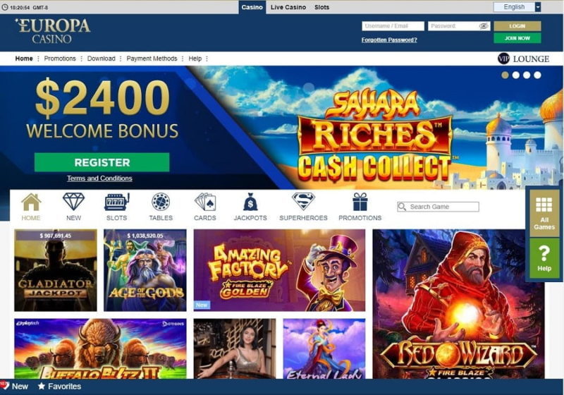 Europa online casino homepage view nz