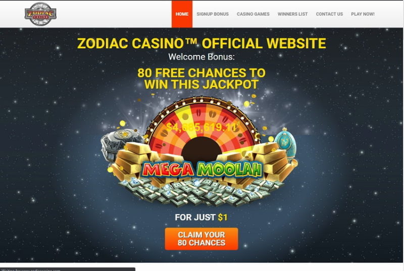 Zodiac online casino website homepage view nz