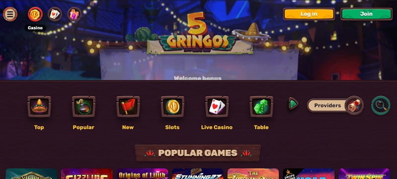 5Gringos Casino online Homepage