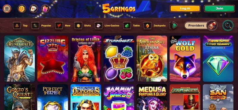 5Gringos Casino popular games