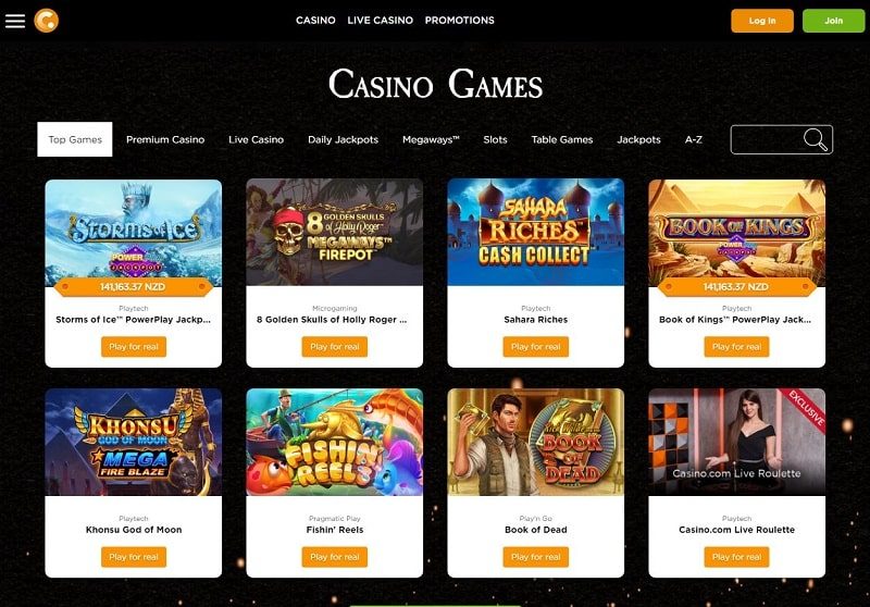 Games to play at Casino.com nz