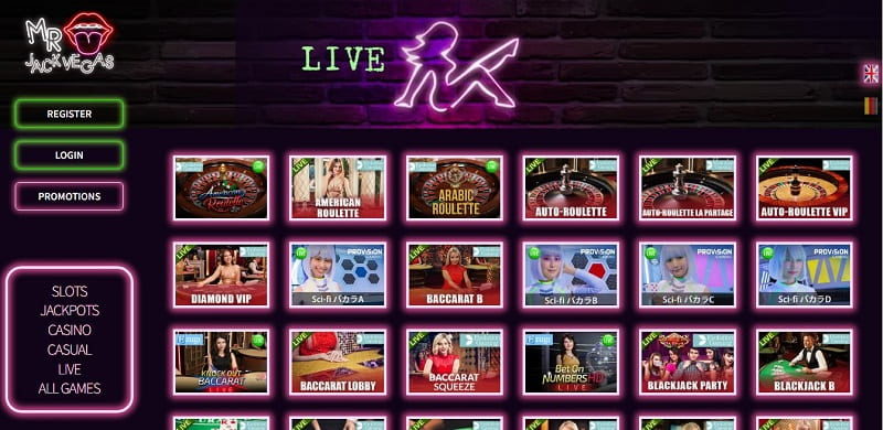 Live games to play at Mr jack vegas Casino