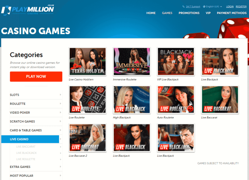 playmillion casino screenshot