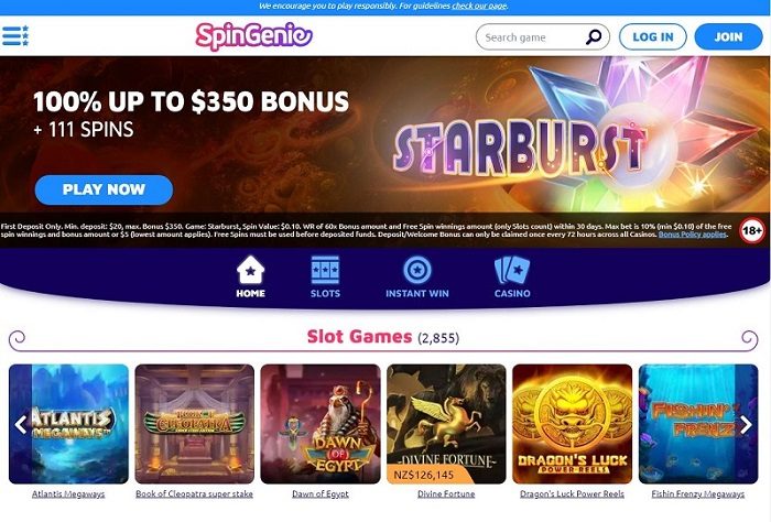 SpinGenie Casino screenshot NZ