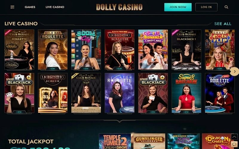 Live casino games at Dolly casino NZ