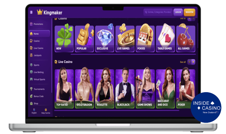 kingmaker casino homepage