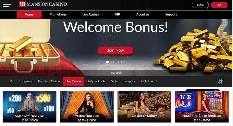 Mansion Casino online live Casino games