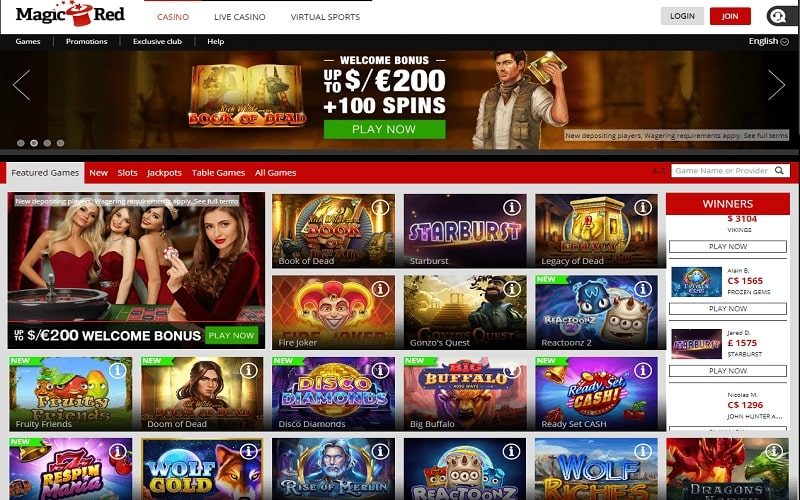 Magic Red Casino homepage nz