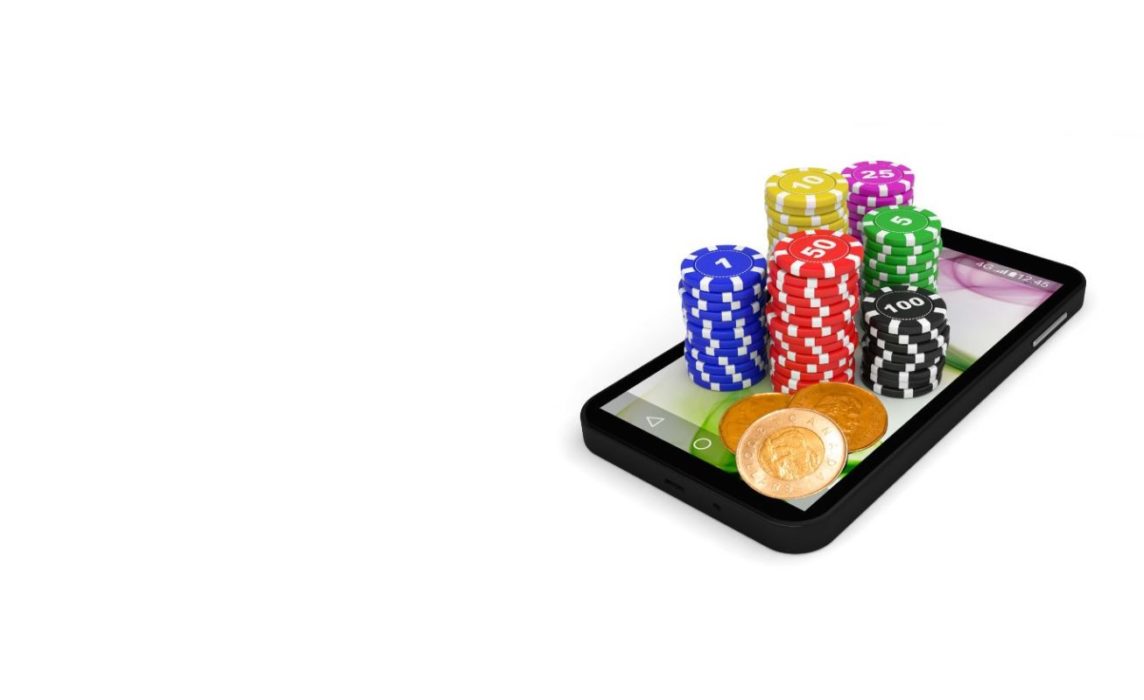 poker chips on a mobile phone